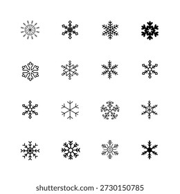 Iconos negros del copo de nieve fijados para el invierno y los Diseños de Festiva