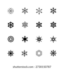 Iconos negros del copo de nieve fijados para el invierno y los Diseños de Festiva