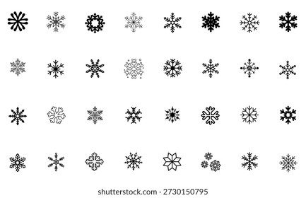 Iconos negros del copo de nieve fijados para el invierno y los Diseños de Festiva