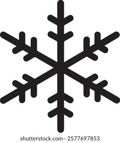 Black Snowflake Icons: Winter Snowflake Template for Designs