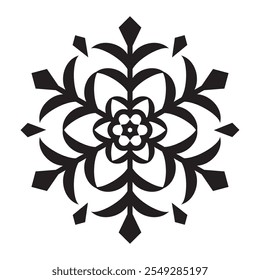 Ilustração em floco de neve preto, elementos de design vetorial de belo floco de neve.