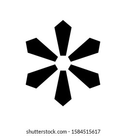 Black Snowflake isolated on white background. Flat snow icon silhouette. New year theme. Vector illustration