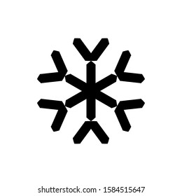 Black Snowflake isolated on white background. Flat snow icon silhouette. New year theme. Vector illustration