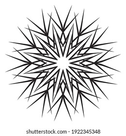 Black snowflake isolated on a white background. Simple crystal line logo. Winter vector silhouette icon