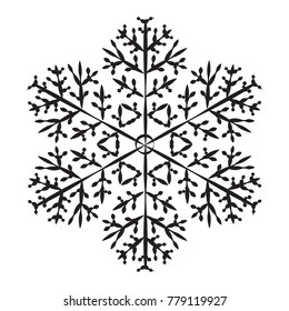 black snowflake isolated on white background