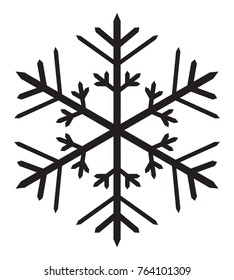 Black snowflake on a white background. Isolated vector image.