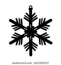 Black Snowflake Ornament Isolated On White Background Simple Winter Decoration Holiday Icon