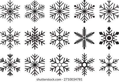 Black Snowflake Vector Icons Winter Holiday Design
