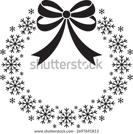 Black snowflake wreath with bow white
