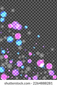 Schwarze Schneeflocken Hintergrund Transparenter Vektorgrafik. Schnee-Galaxie-Rahmen. Blaues Fest. rosafarbene Glassgrafik. Fröhliches Design.