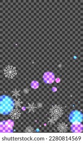 Black Snowflakes Background Transparent Vector. Blur New Texture. Silver Cover. Purple Flake Space. Freeze Design.