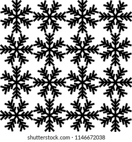 Black snowflakes icon pattern on white background vector.