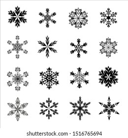 Black Snowflakes Silhouettes Cute Snowflakes Collection Stock Vector ...