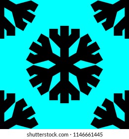 Black snowflakes symbol pattern on blue background vector.