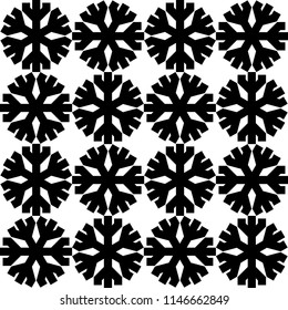 Black snowflakes symbol pattern on white background vector.