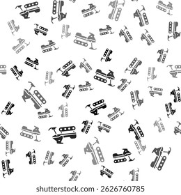 Black Snowmobile icon isolated seamless pattern on white background. Snowmobiling sign. Extreme sport.  Vector Illustration