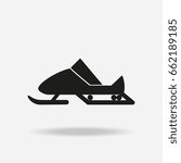 Black snowmobile on white background. Winter sports equipment. Vector illustration.