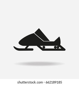 Black snowmobile on white background. Winter sports equipment. Vector illustration.