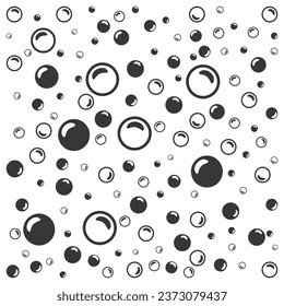 Black soap bubbles on a white background. Bubbles vector background with flat line icons. Vector illustration.