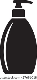 Black soap dispenser with pump mechanism for liquid soap or hand sanitizer silhouette vector icon