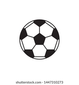 black soccer ball flat line icon on white background. simple vector logo art for tournament illustration and sport apps. eps 10