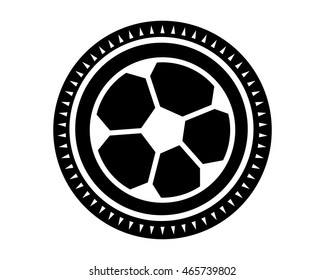 black soccer ball icon sport equipment tool utensil image vector 