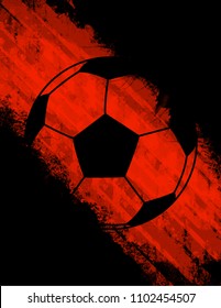 Black soccer ball vector, football, sports, game, red background