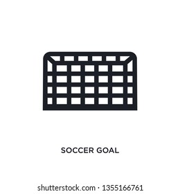 black soccer goal isolated vector icon. simple element illustration from football concept vector icons. soccer goal editable black logo symbol design on white background. can be use for web and
