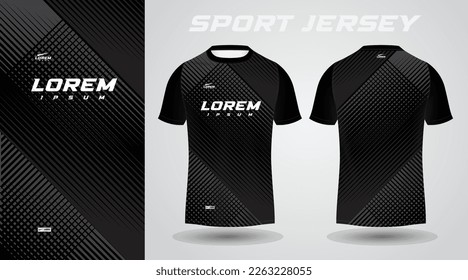 black soccer jersey or football jersey template design for sportswear. Football t-shirt mockup