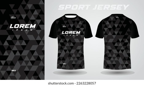 black soccer jersey or football jersey template design for sportswear. Football t-shirt mockup