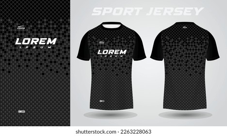 black soccer jersey or football jersey template design for sportswear. Football t-shirt mockup