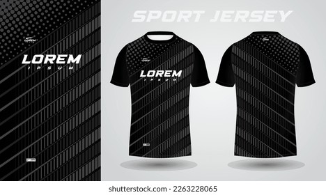 black soccer jersey or football jersey template design for sportswear. Football t-shirt mockup