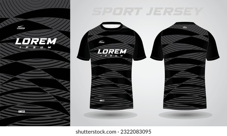 black soccer jersey or football jersey template design for sportswear. Football t-shirt mockup