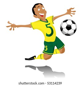 Black Soccer Player Celebrating Goal. Editable Vector Illustration