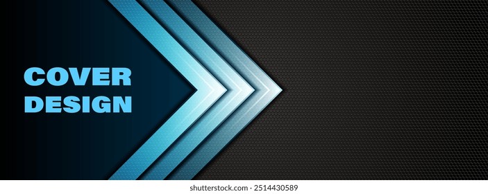 Black social media cover design, abstract background, cover template, geometric backdrop, headline vector illustration