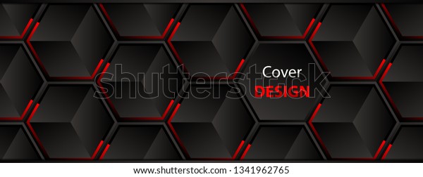 Black\
social media cover design, abstract background, cover template,\
geometric backdrop, headline vector\
illustration