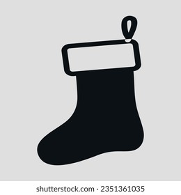 Black sock icon for gifts . Vector isolated on the background