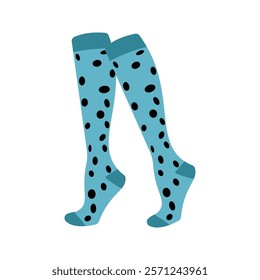 Black socks with blue hearts Illustration. Ideal for fashion projects, clothing catalogs, digital prints, or playful design themes.