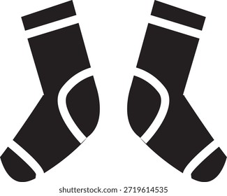 Ilustración de icono de calcetines negros en estilo minimalista plano. Símbolo simple de la silueta del calcetín aislado en el fondo blanco, conveniente para la ropa, la ropa, la ropa, la moda, el desgaste del invierno, y los proyectos de diseño relacionados con la materia textil.