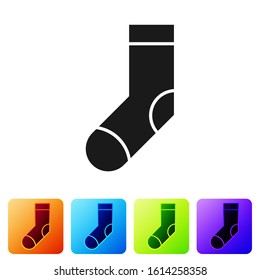 Black Socks icon isolated on white background. Set icons in color square buttons. Vector Illustration
