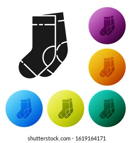 Black Socks icon isolated on white background. Set icons colorful circle buttons. Vector Illustration
