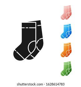 Black Socks icon isolated on white background. Set icons colorful. Vector Illustration