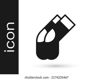 Schwarze Socken Symbol einzeln auf weißem Hintergrund.  Vektorgrafik