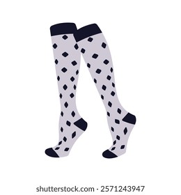 Black socks with pink dots Illustration. Ideal for fashion projects, clothing catalogs, digital prints, or playful design themes.