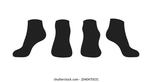 Black socks template mockup flat style design vector illustration set isolated on white background. Low cut black socks with different angles mockups.