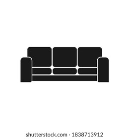 Black Sofa flat line icon. Apartment furniture sign, vector illustration of living room couch.