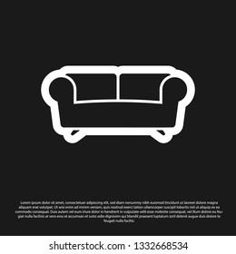 Black Sofa icon isolated on black background. Vector Illustration
