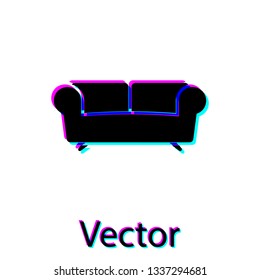 Black Sofa icon isolated on white background. Vector Illustration