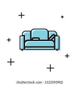 Black Sofa icon isolated on white background.  Vector Illustration