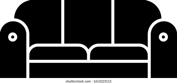 Black Sofa icon isolated on white background.  Vector Illustration